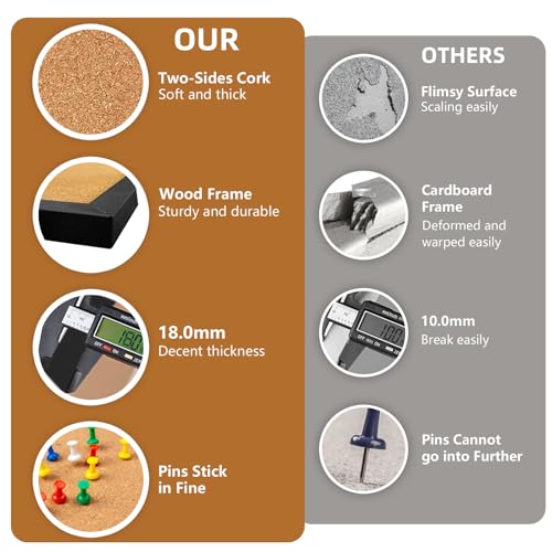 16” x 24” Cork Boards with Black Wooden Frame 1pack Double Sided Pin Board B611858