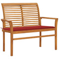 Teak Wood Patio Bench with Red Cushion L3093