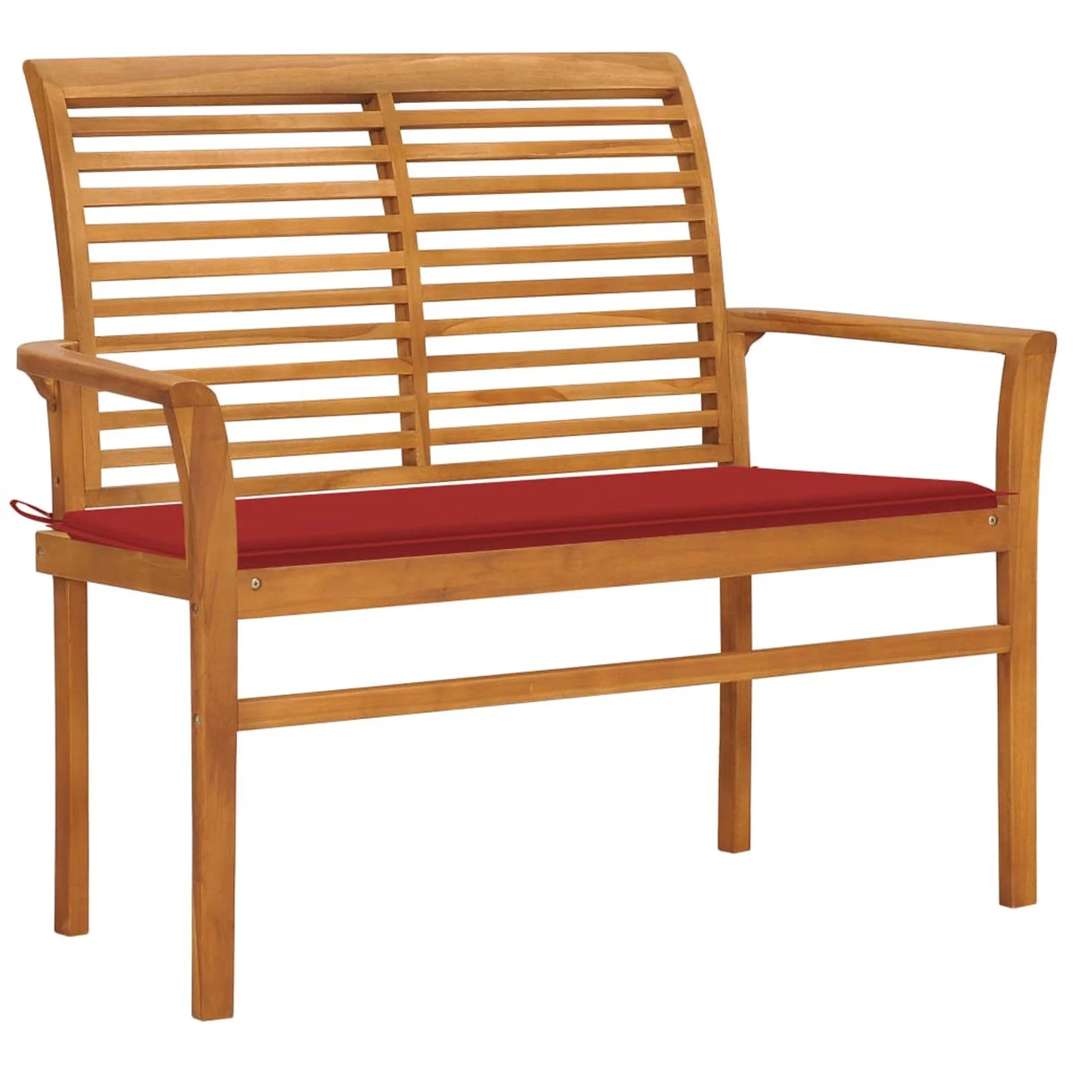 Teak Wood Patio Bench with Red Cushion L3093