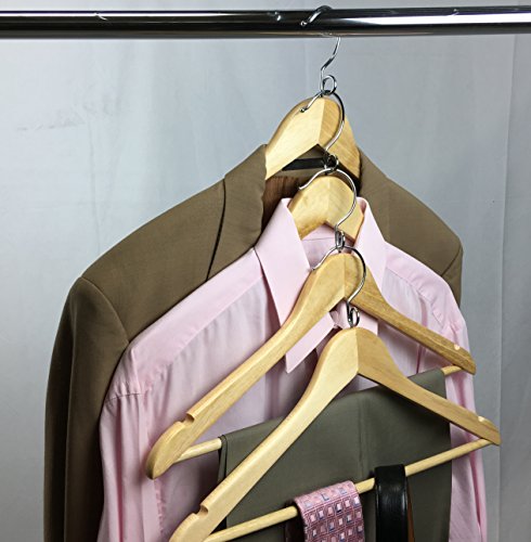 Natural Wooden Hangers 50 Pack with Pants Bar J311372