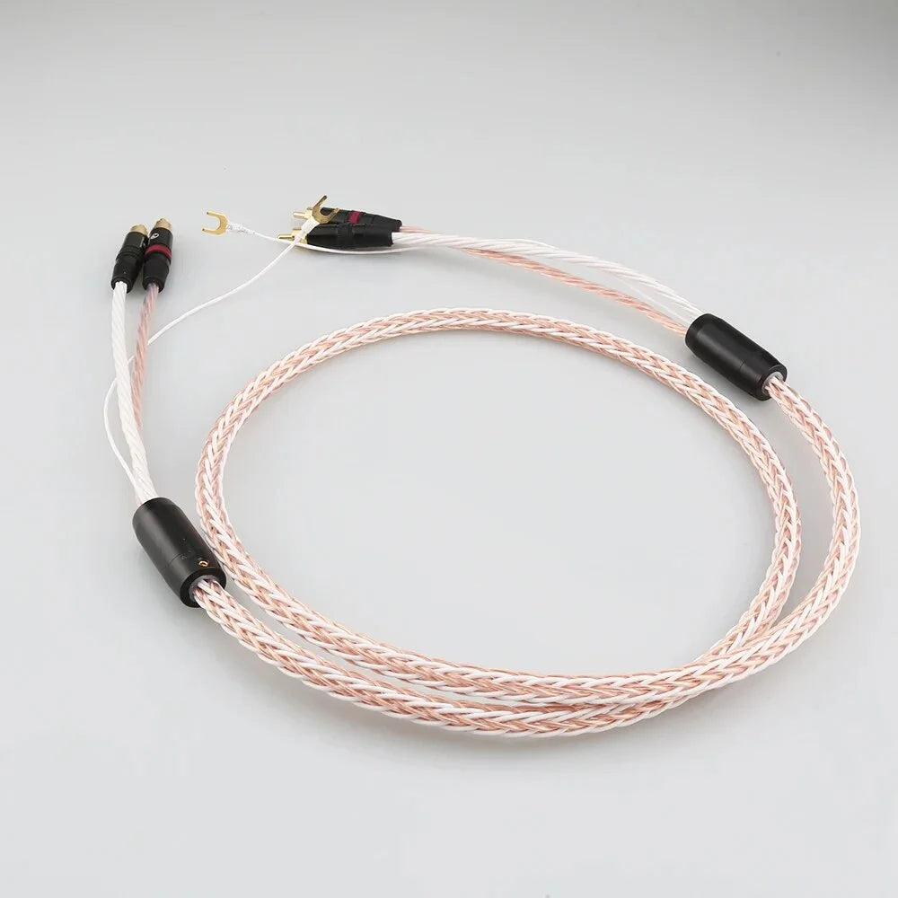 2RCA to 2RCA Grounding Y Plug Audio Phono Tonearm Cable 1m J60078
