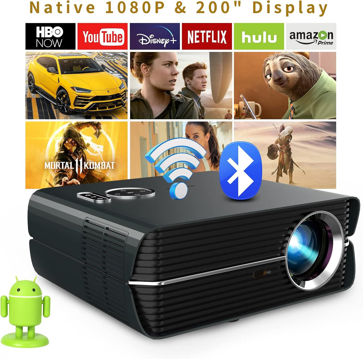 Mini Pocket WiFi 3D DLP Projector 3600 Lumens WXGA HD Portable G4778