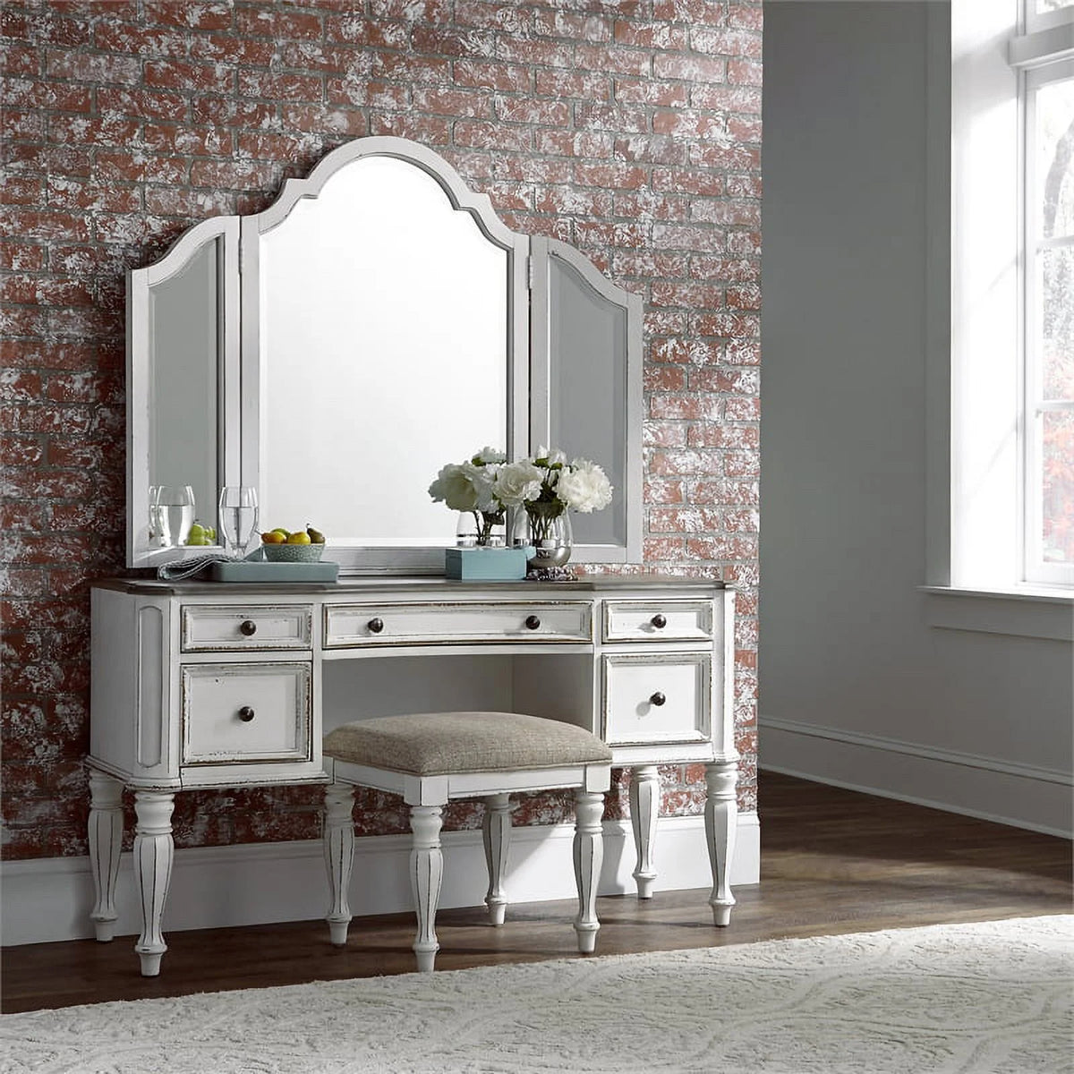 White Vanity Stool Z478151