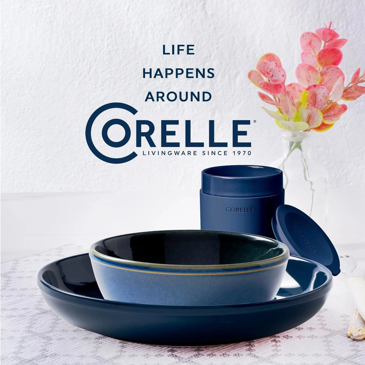 16-piece Stoneware Dinnerware Set, Navy F276153