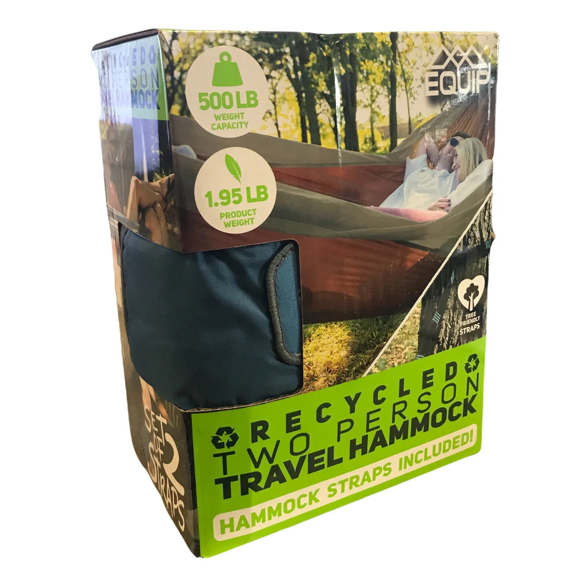2-Person Recycled Nylon Portable Hammock with Straps N4058