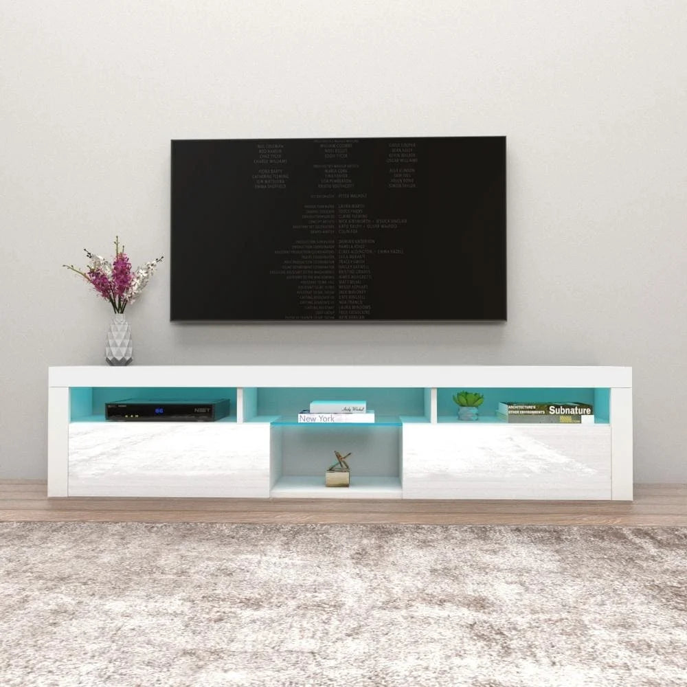 White Wall Mounted Floating TV Stand with LEDs J943