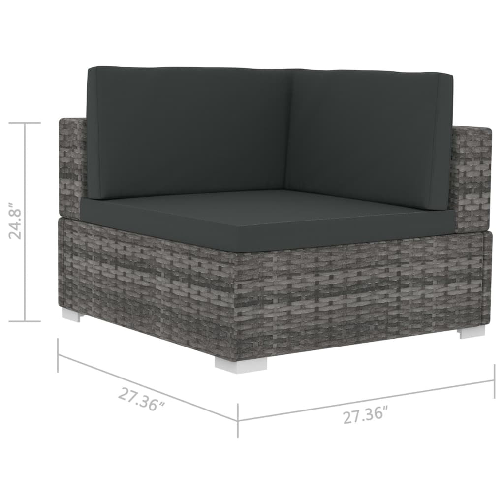 2 Piece Gray Poly Rattan Patio Sofa Set with Cushions E380307