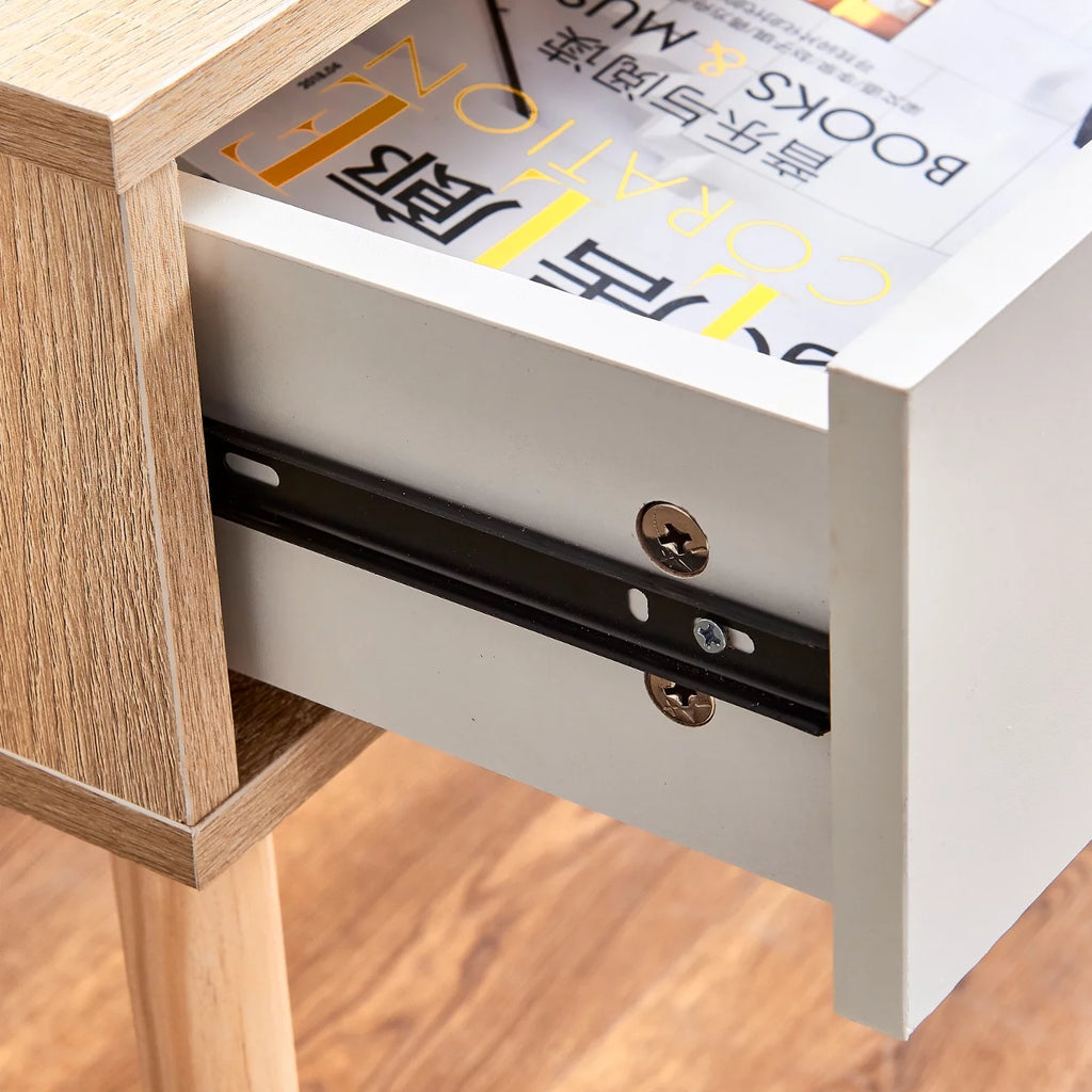 White 1 Drawer Wood Accent Table V586
