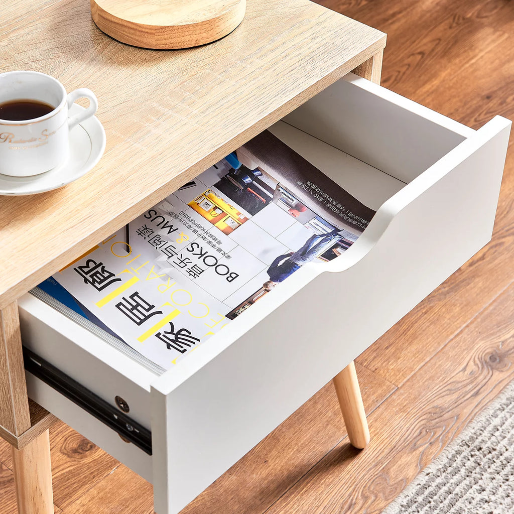 White 1 Drawer Wood Accent Table V586