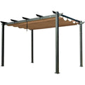 Beige Aluminum Retractable Pergola with Sun Shade Canopy F52983