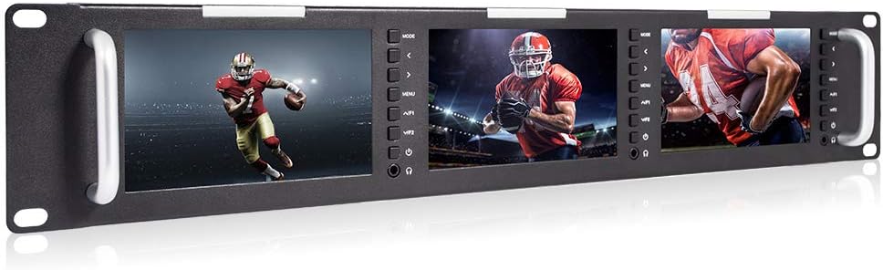 Triple 5 Inch 2RU Rack Mount Monitor LCD 800x400 3G SDI HDMI AV Input and Output W45412