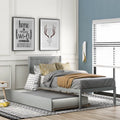 Twin Size Wood Platform Bed with Trundle Q47976