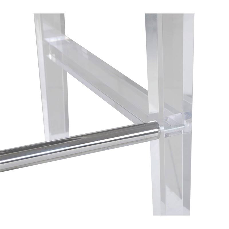 White Counter Stool with Solid Acrylic Legs D792