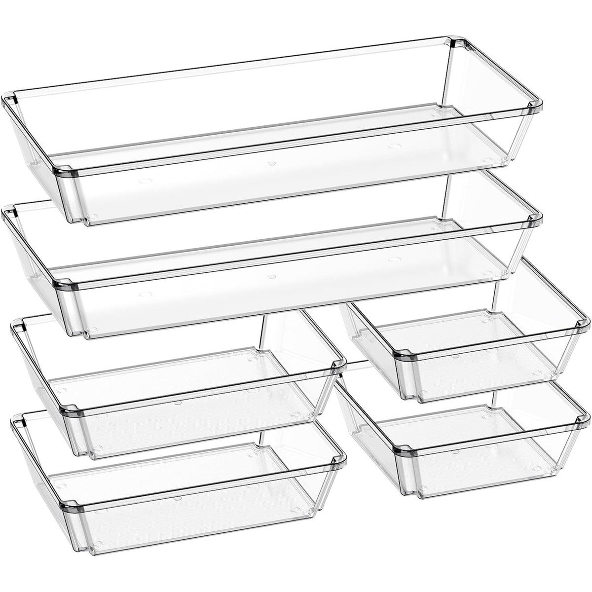6 Pack Clear Plastic Drawer Organizer Trays U854680