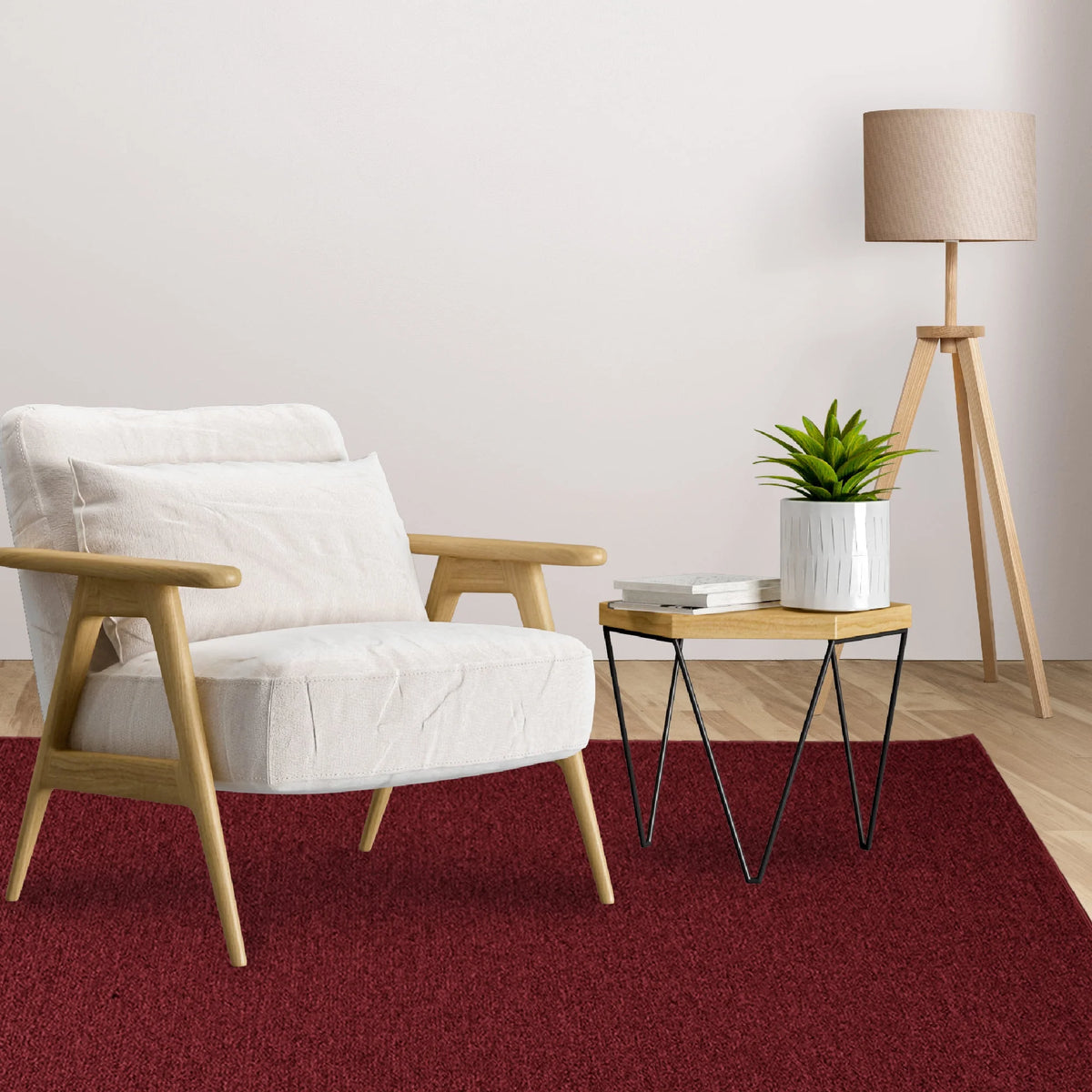Red 18" x 36" Half Round Solid Color Rug M929028