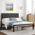 Twin Size Bed Frame with Leather Upholstered Headboard, Black S782