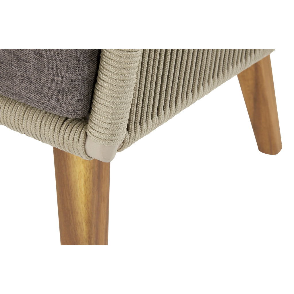Gray Woven Rope Wood Outdoor Sofa with Polyester Cushions N939