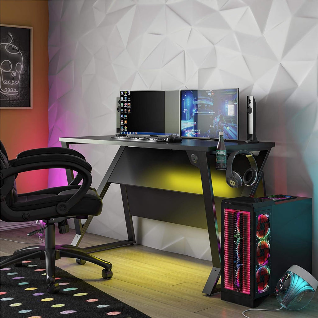 Black TV Stand with LED RGB Lights G9131