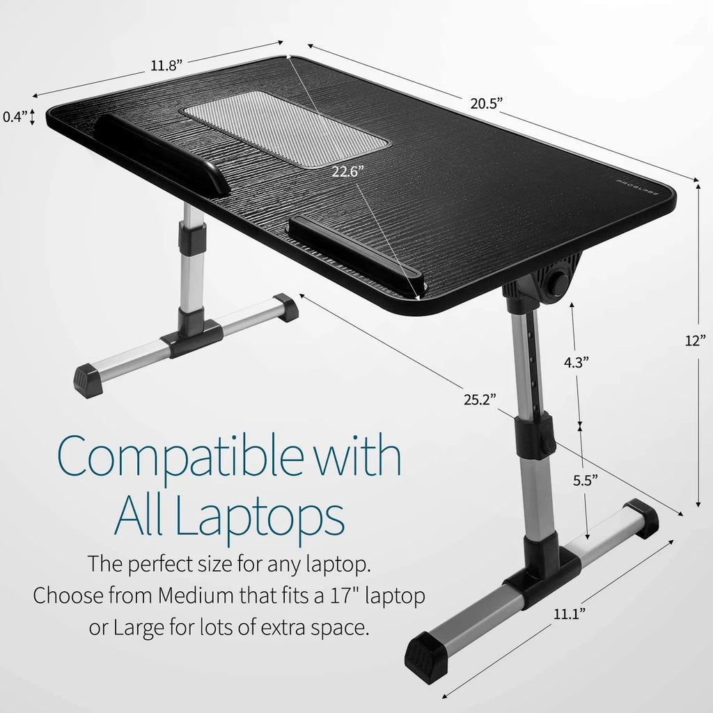 Adjustable Laptop Desk with Cooling Fan (Black) D489538