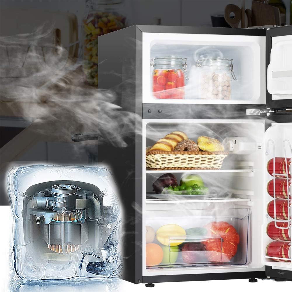 Compact 3.2 Cu.Ft Double Door Stainless Steel Refrigerator X2570