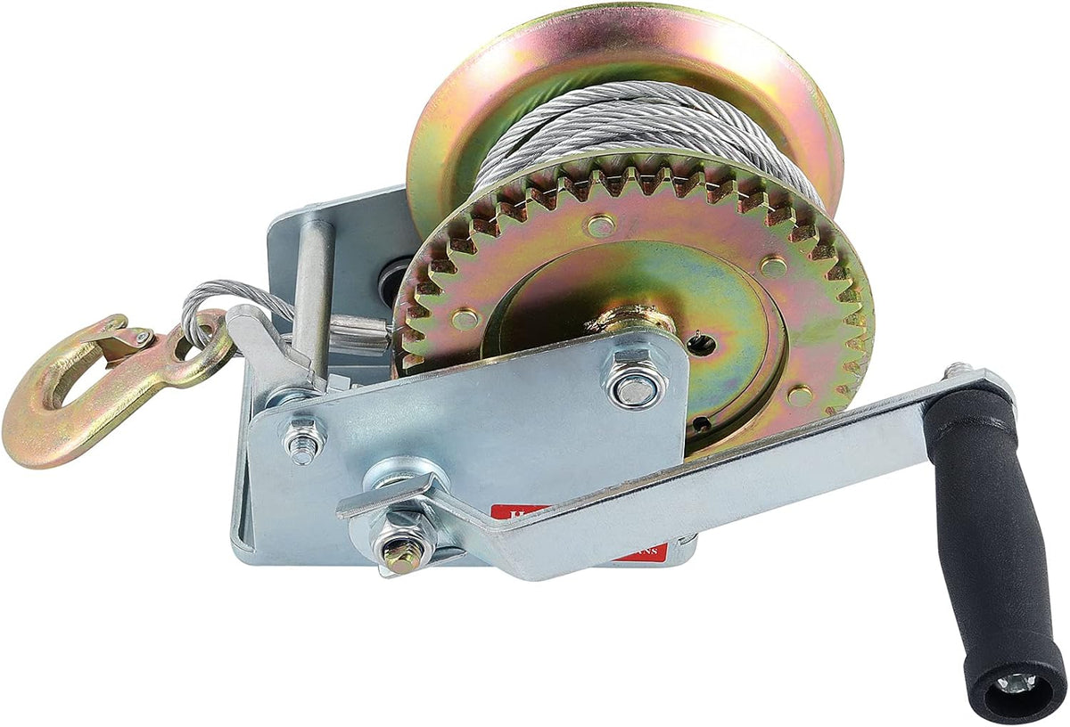 Heavy Duty Hand Winch with 49ft Steel Cable 1600lbs Capacity Pack of 2 A46599