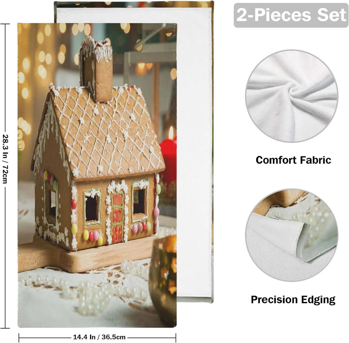 Gingerbread House Hand Towels 2 Pack, Ultra Soft Highly Absorbent Decorative Fingertip Face Towel 28x15in I774
