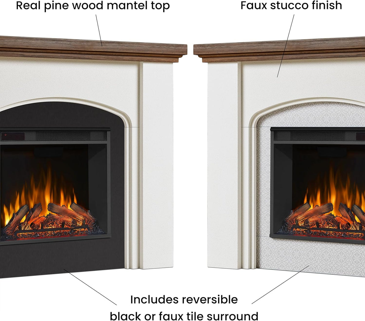 White Electric Fireplace with Mantel R186