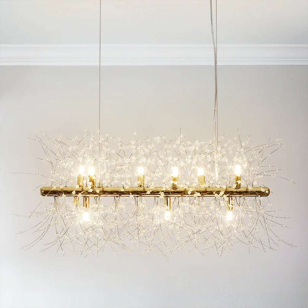 9-Light Linear Mid-Century Modern Chandelier O8927