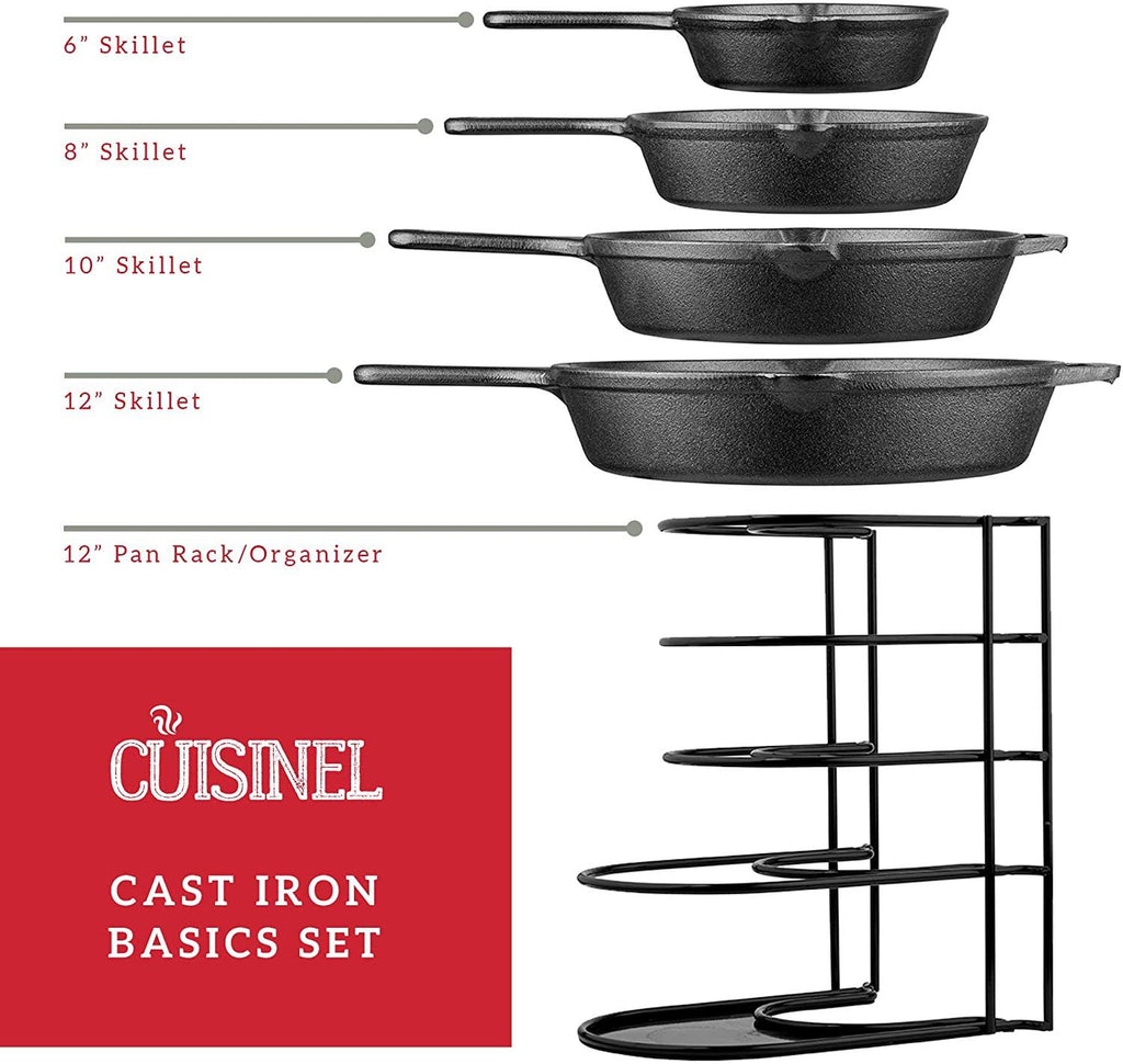 Cast Iron Skillet Set 6 8 10 12 inch Pre-Seasoned Oven Safe Cookware V517