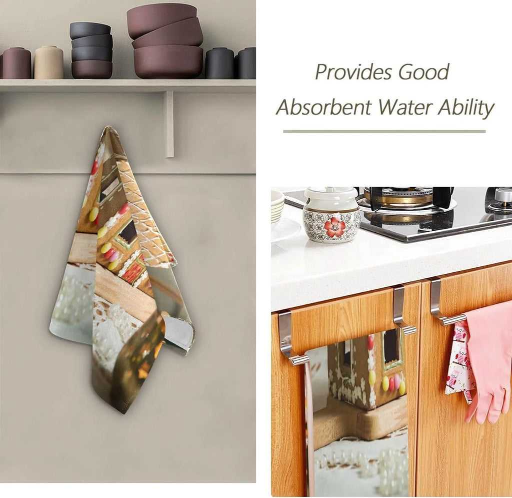 Gingerbread House Hand Towels 2 Pack, Ultra Soft Highly Absorbent Decorative Fingertip Face Towel 28x15in I774