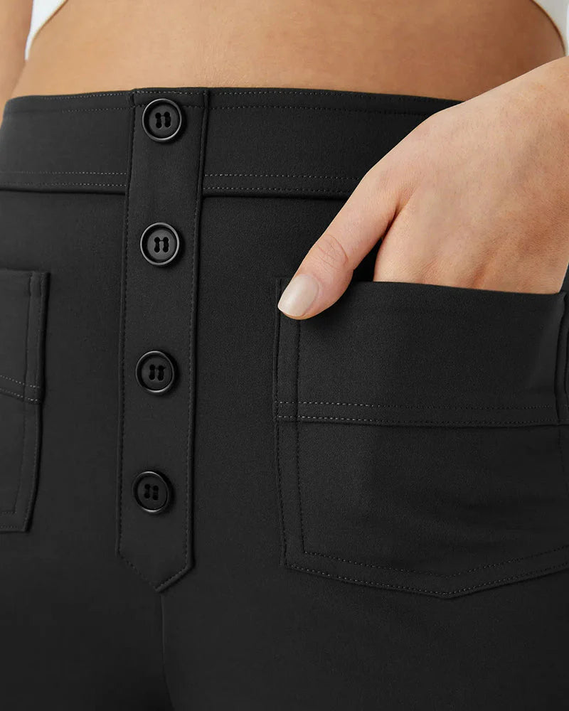 High-Waist Button Front Straight-Leg Pants B75424