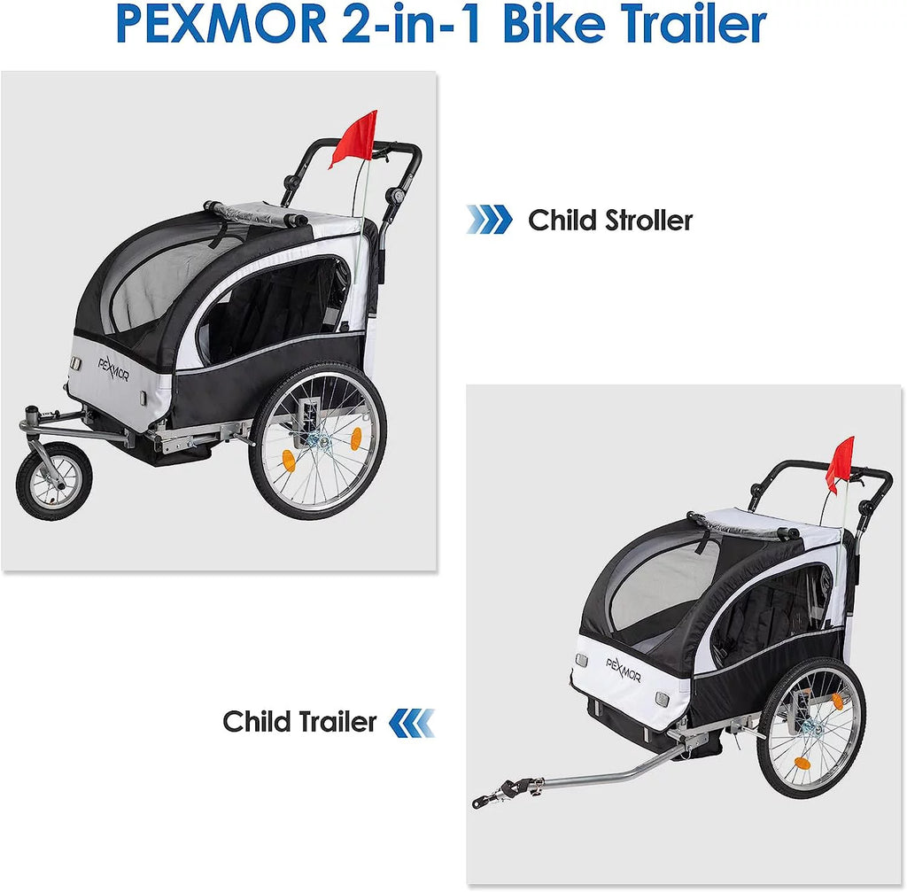 2-in-1 Bike Trailer for Kids 2 Seat A1730