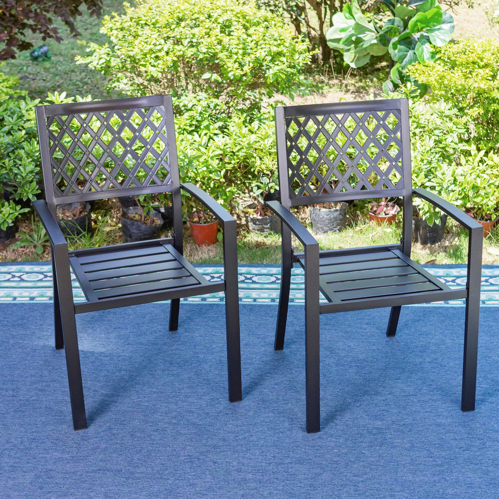 7-Piece Black Steel Patio Dining Set with 6 Armchairs and Table P156844