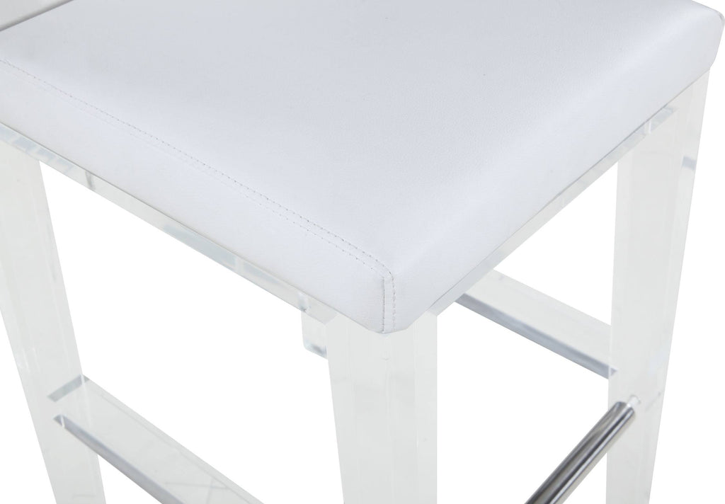 White Counter Stool with Solid Acrylic Legs D792