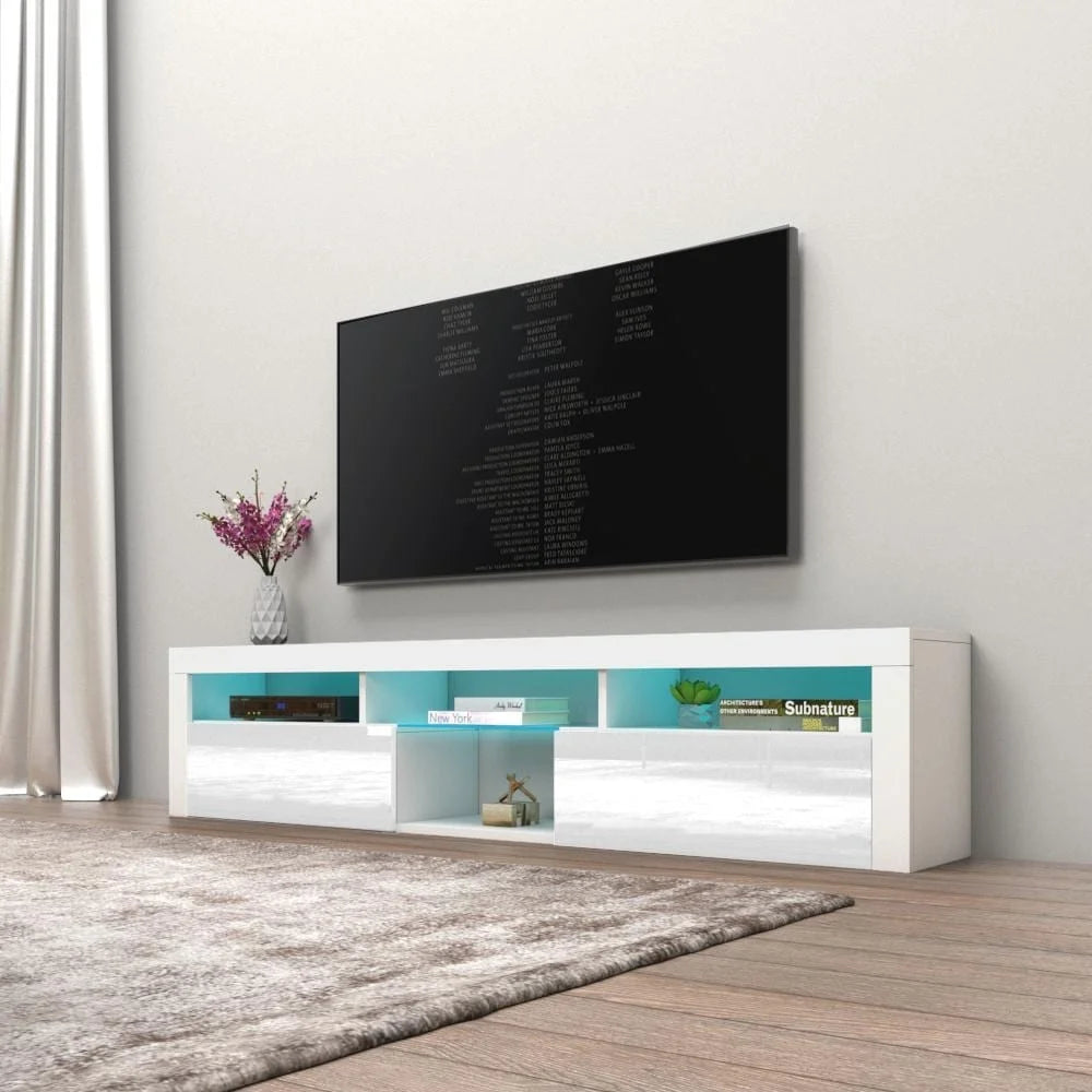 White Wall Mounted Floating TV Stand with LEDs J943