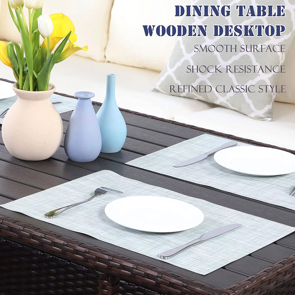 7 Piece All Weather Wicker Patio Dining Sofa Set with Ottoman L482858