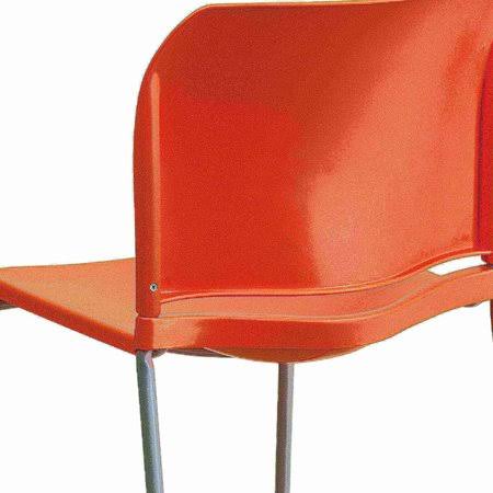 5 Pk. Orange Full Back Contoured Stack Chair with Sled Base I82763