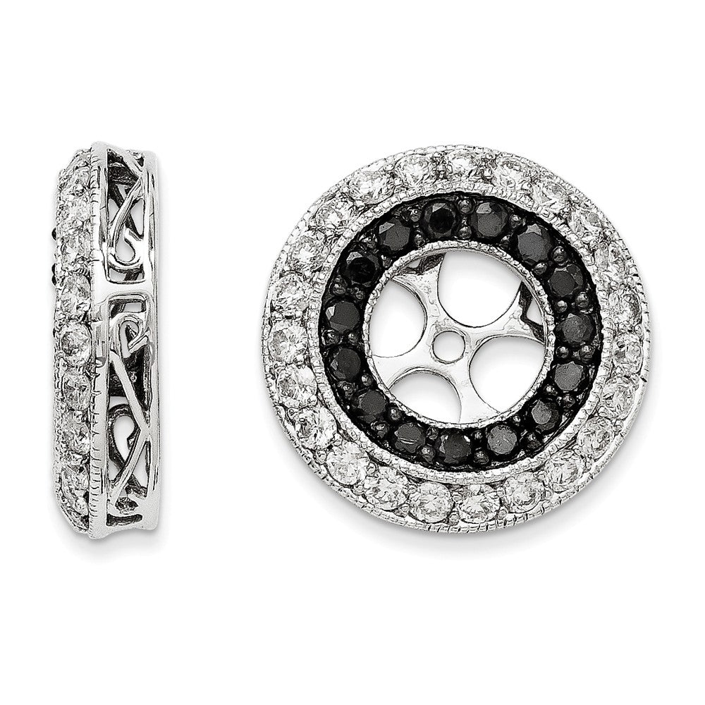 Polished Black and White Diamond Earrings Jackets 17x17mm P822600