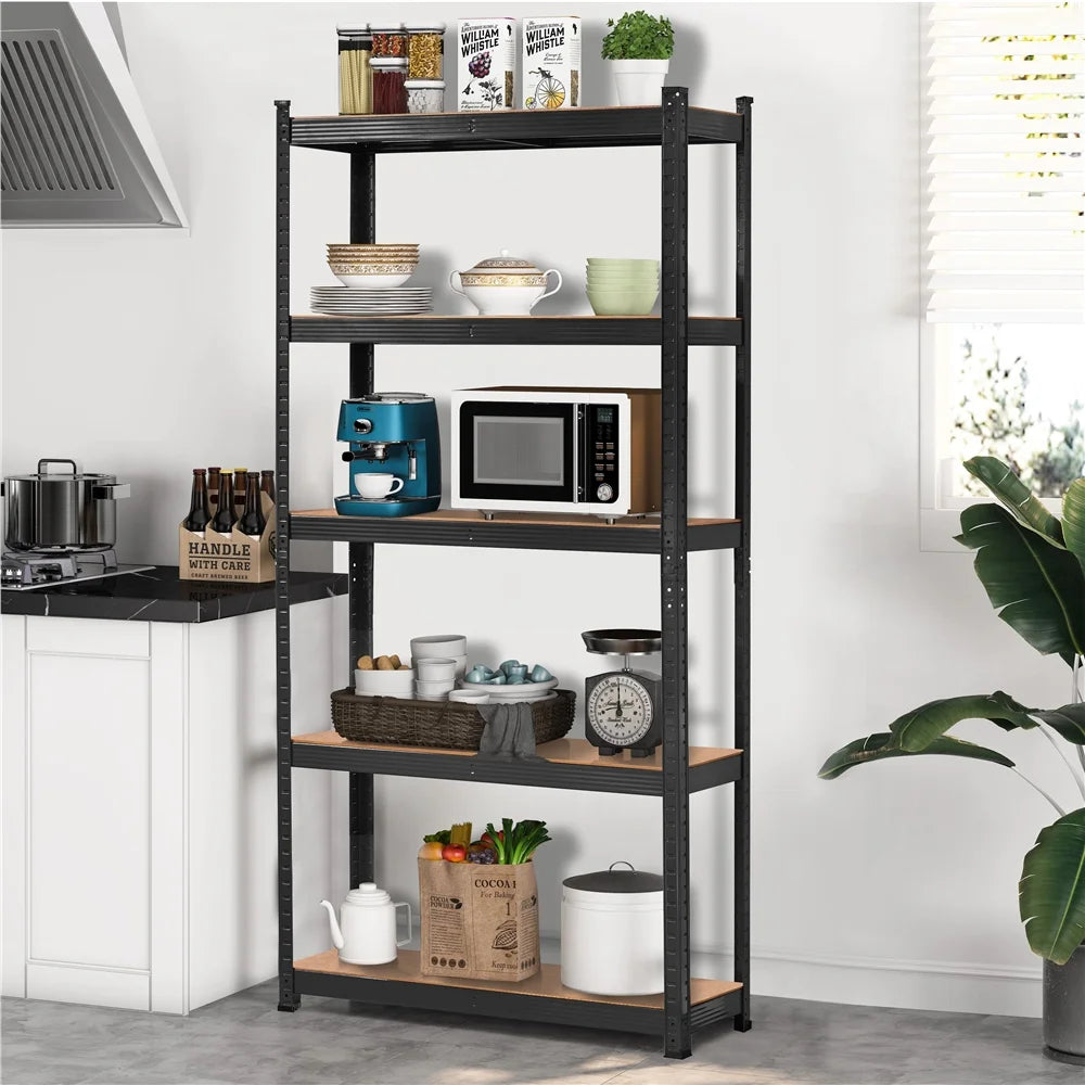 Black 5-Tier Adjustable Steel Storage Shelves C6730