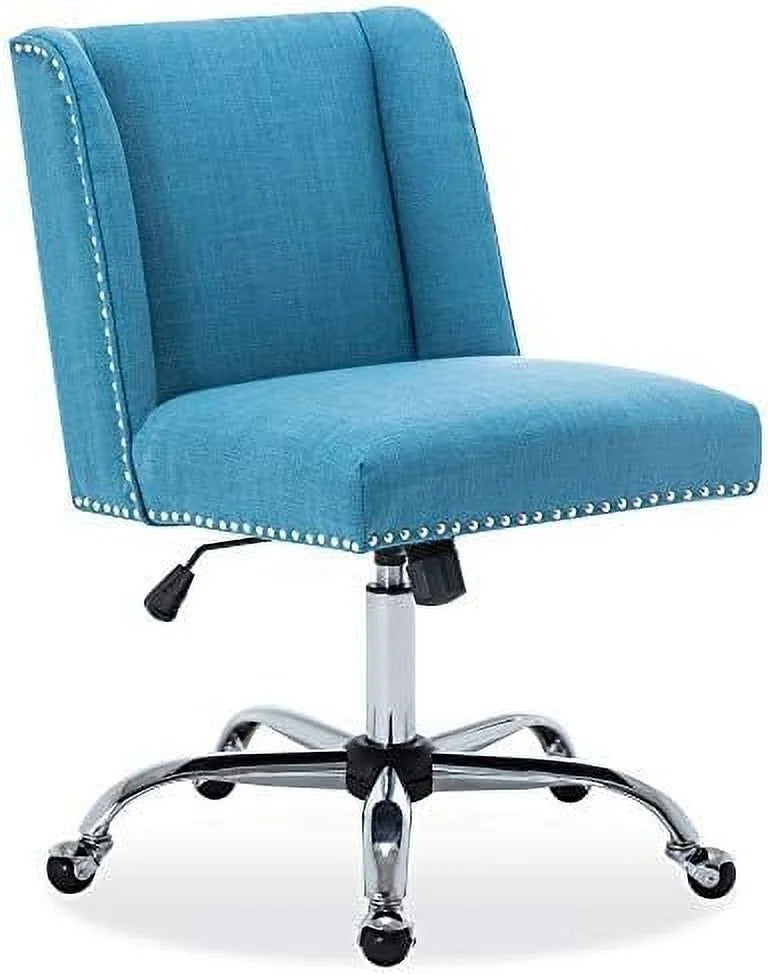 Blue Linen Upholstered Office Chair E129