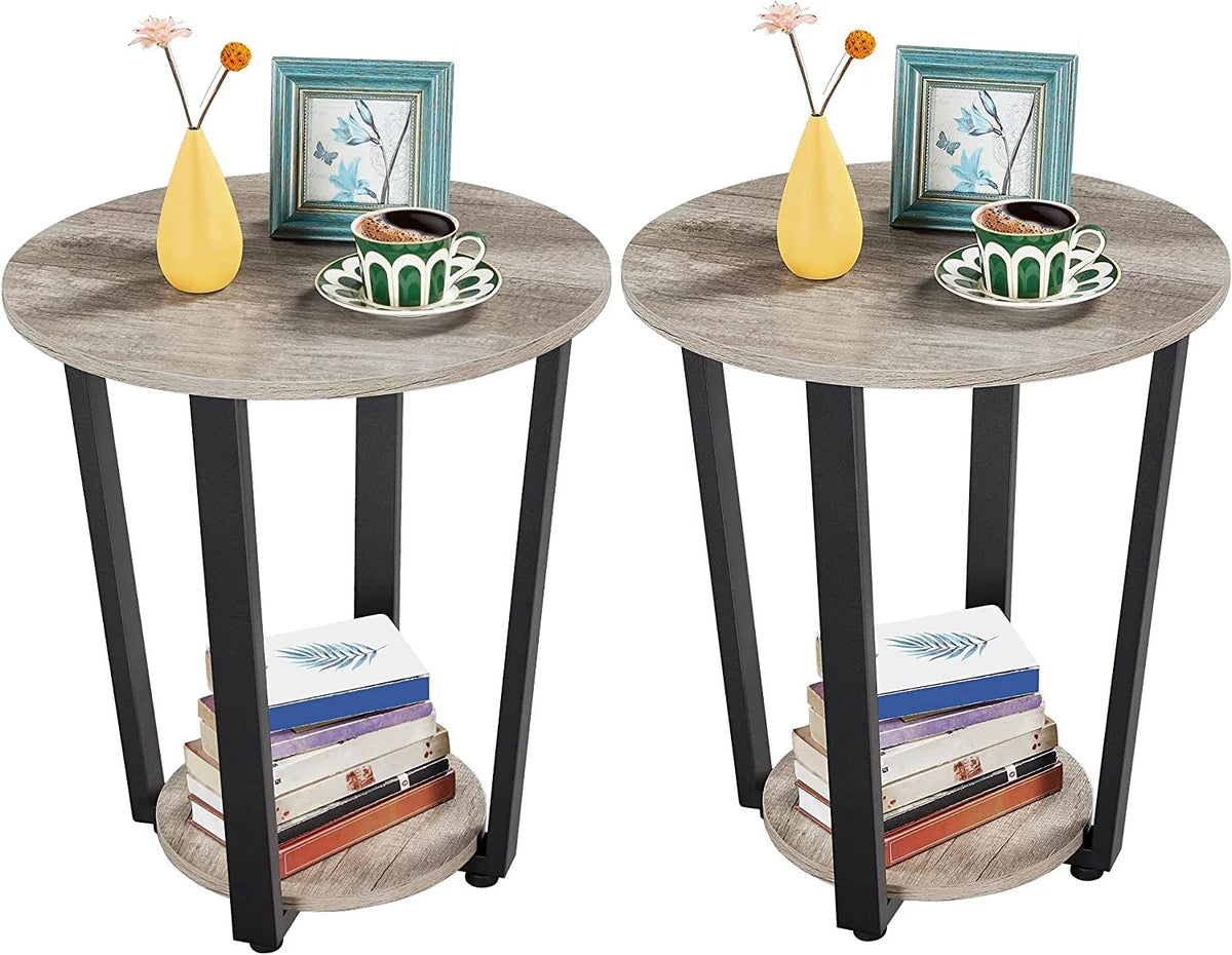 Round End Table with Storage Shelf M6258