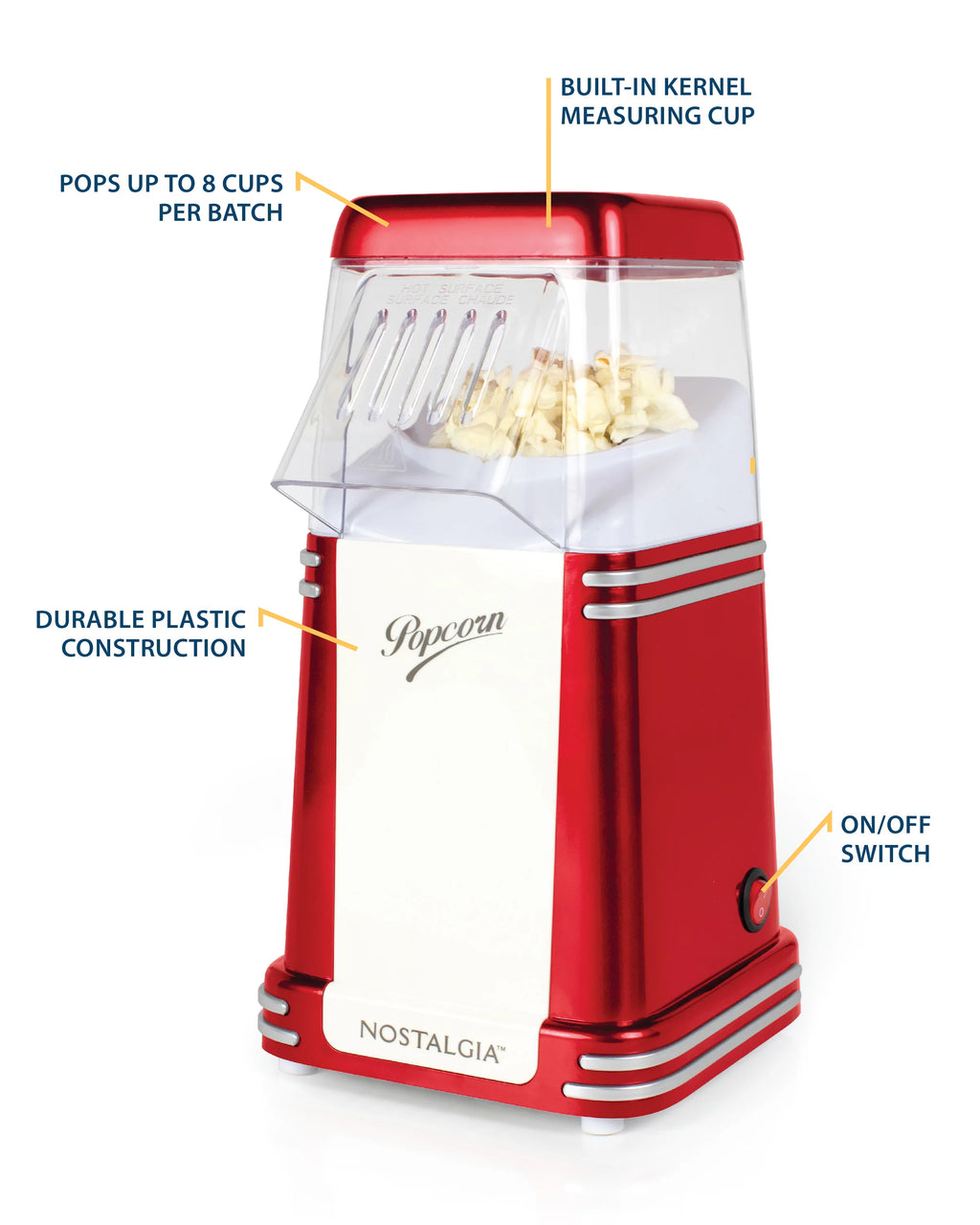 8 Cup Hot Air Popcorn Maker D408
