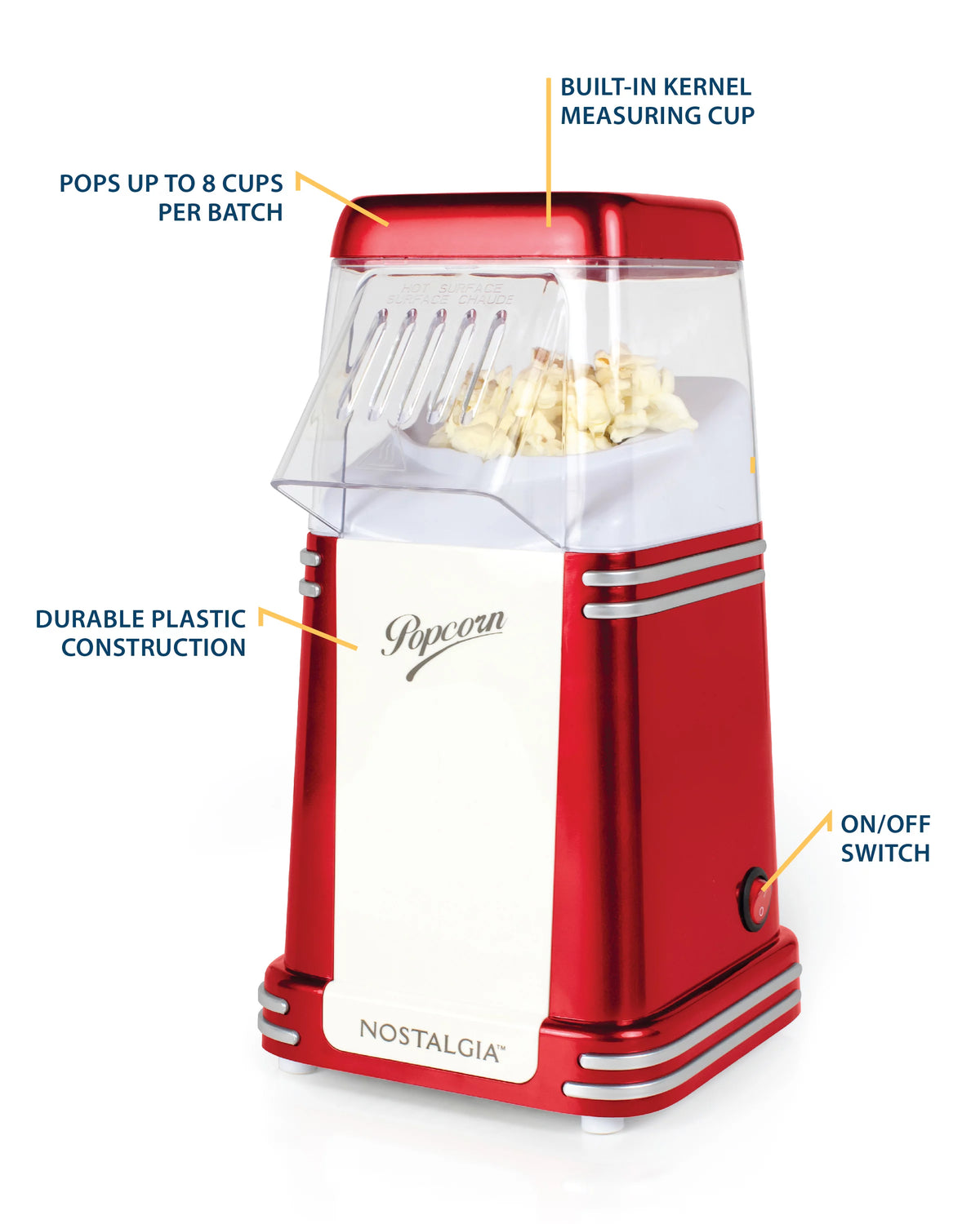 8 Cup Hot Air Popcorn Maker D408