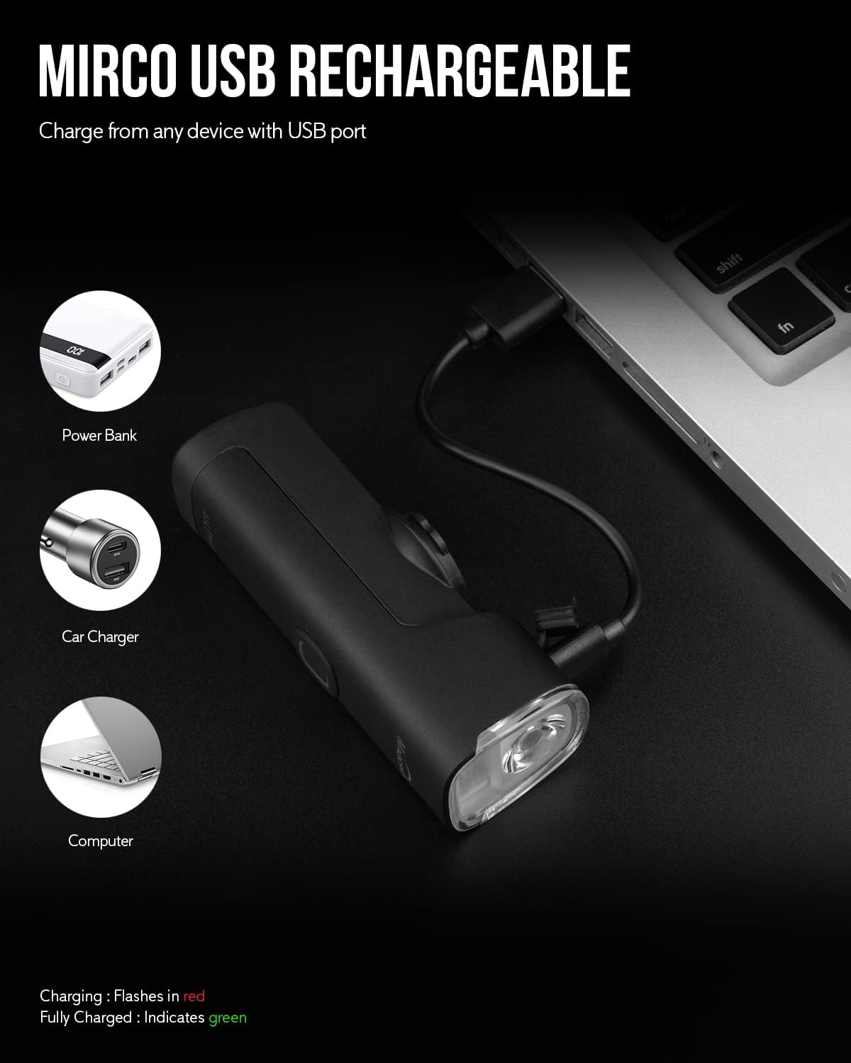 1500 Lumen Bike Headlight with 5000 mAh Integrated Battery V394