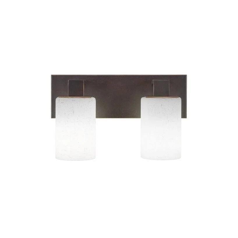 Two Light Bath Bar with Square Frosted Crystal Glass T181723