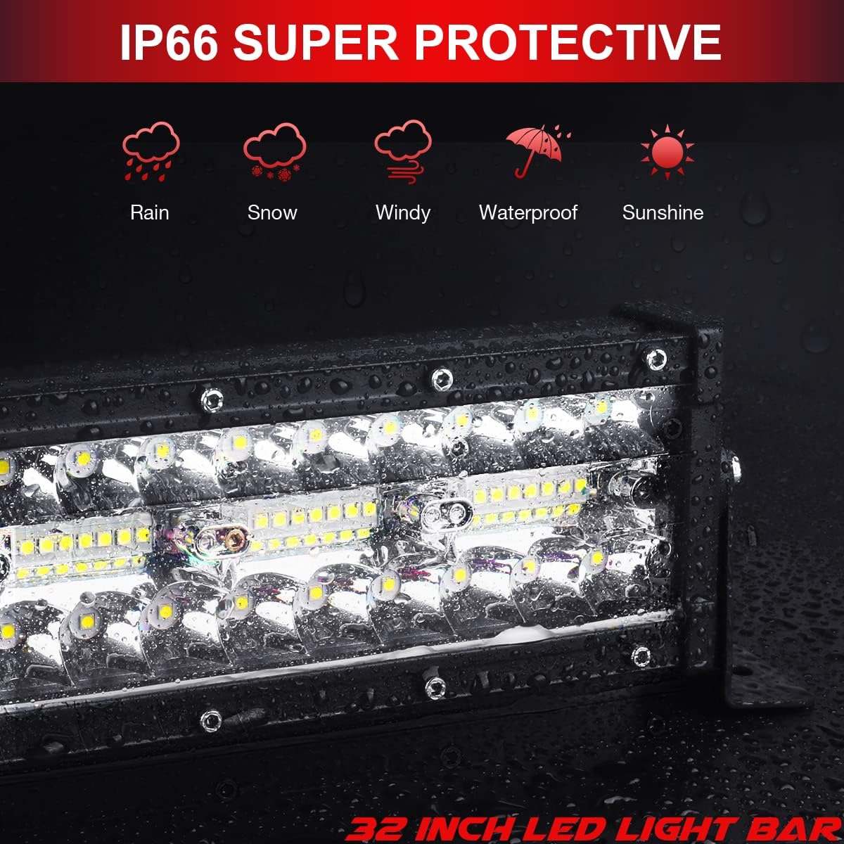32 inch 672W Triple Row Flood Spot Combo LED Light Bar, 6000K, Pack of 2 U9211