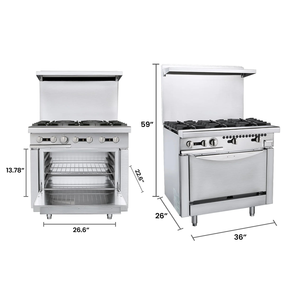36 Commercial Gas Range Stove with 6 Burner 4.8 Cu.Ft Oven W234