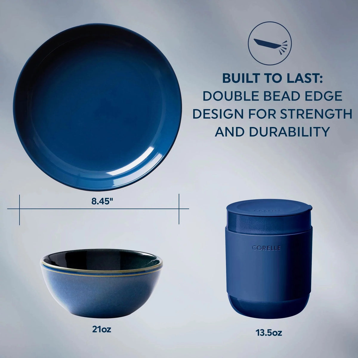 16-piece Stoneware Dinnerware Set, Navy F276153
