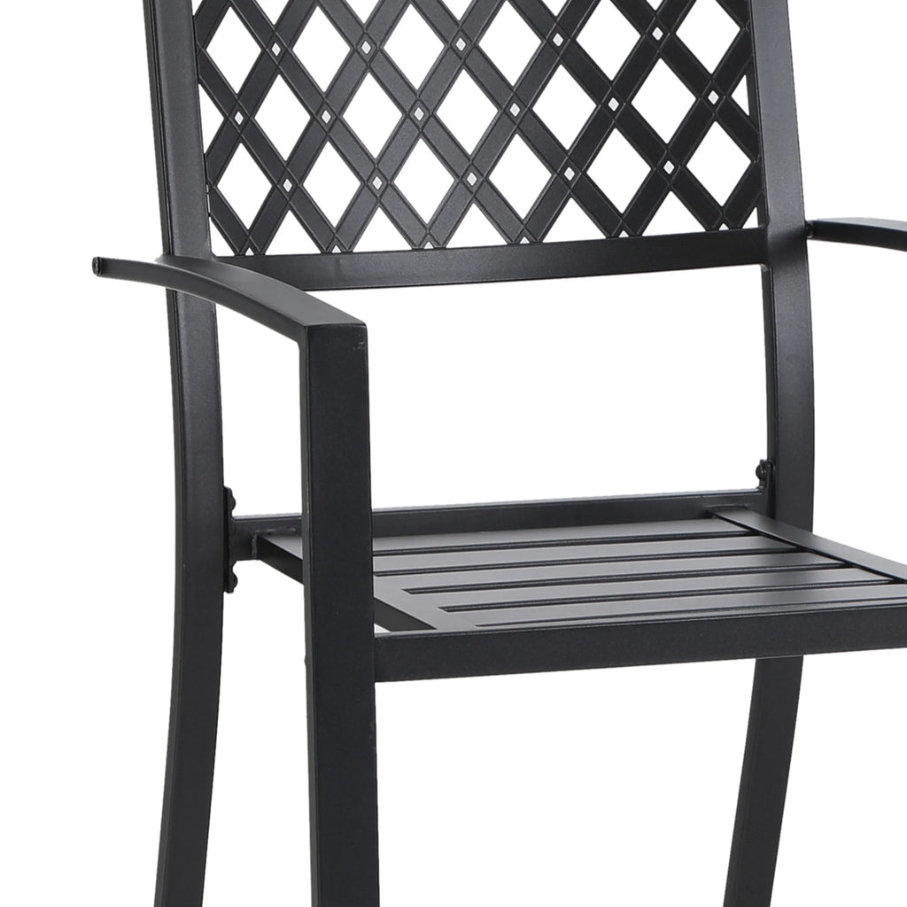 7-Piece Black Steel Patio Dining Set with 6 Armchairs and Table P156844