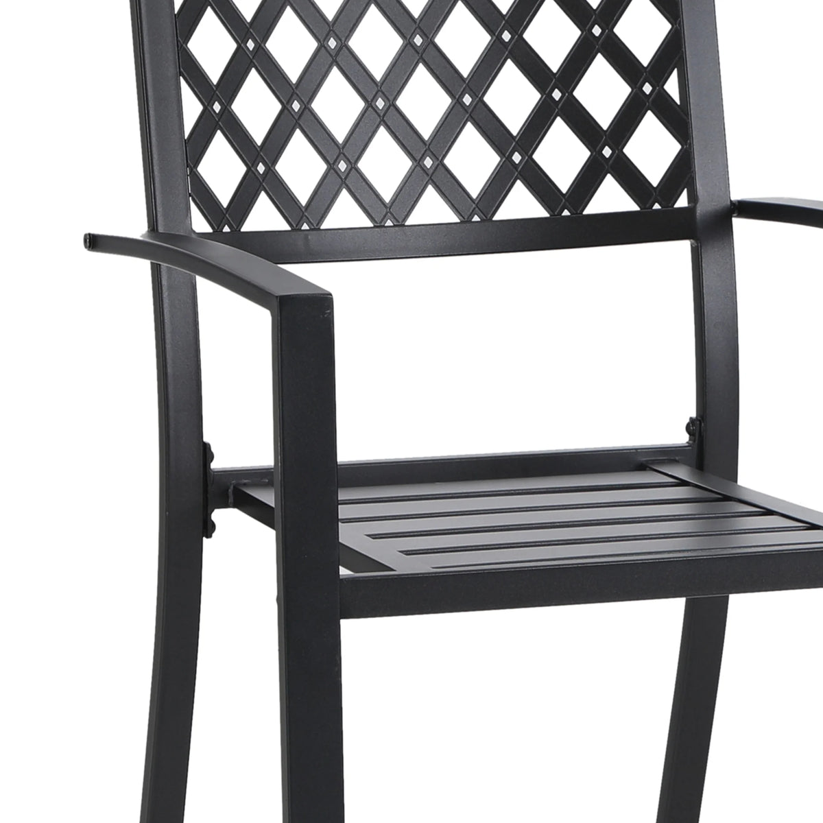 7-Piece Black Steel Patio Dining Set with 6 Armchairs and Table P156844